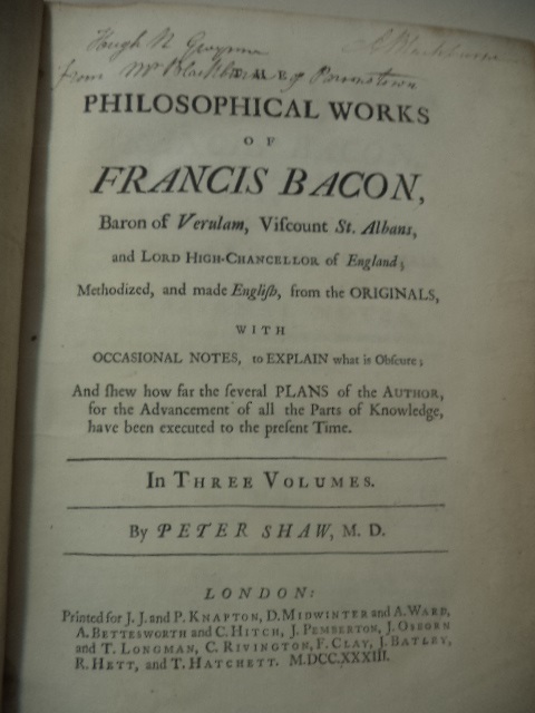 The Philosophical Works Of Francis Bacon